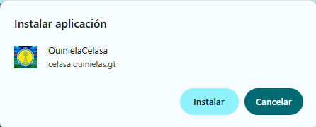 Diálogo para instalar la app QuinielaCelasa
