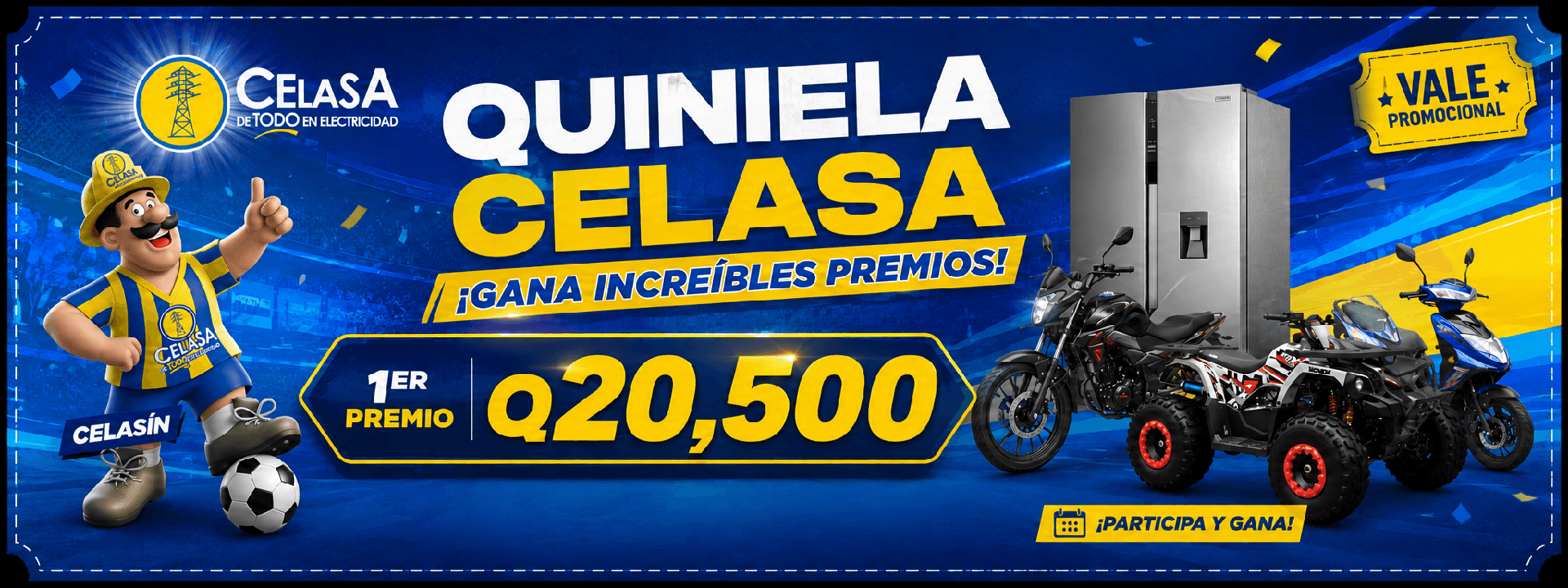 Vale promocional Quiniela CELASA - 1er premio Q20,500