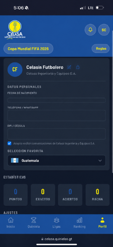 Pantalla para completar tu perfil