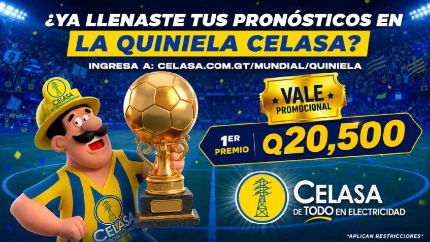 Mockup de la Quiniela CELASA 2026 en celular — acertá resultados y ganá vales WAY