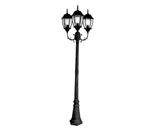 [LM904] LAMPARA TIPO FAROL REDONDO DE POSTE TRIPLE NEGRA LUXLITE