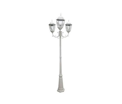 [LM905] LAMPARA TIPO FAROL REDONDO DE POSTE TRIPLE BLANCA LUXLITE