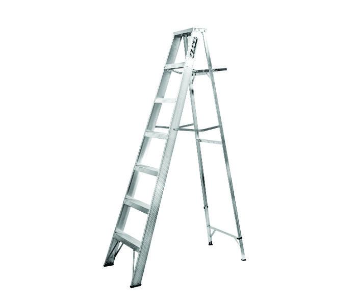 [ESC0037] ESCALERA DE ALUMINIO 2 BANDAS 7 CON BANDEJA P/300LB