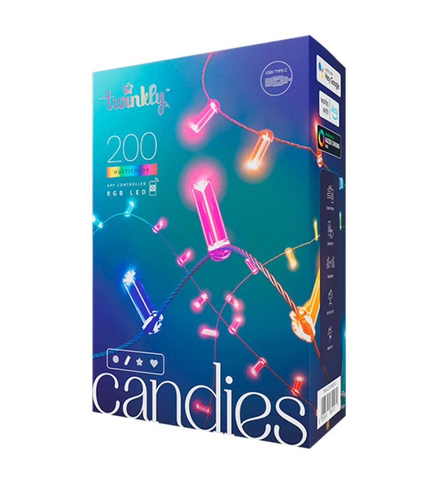 [EXT0121] SERIE DE 200 LUCES LED RGB 2X19.6 LINEALES CANDIES TWINKLY ...